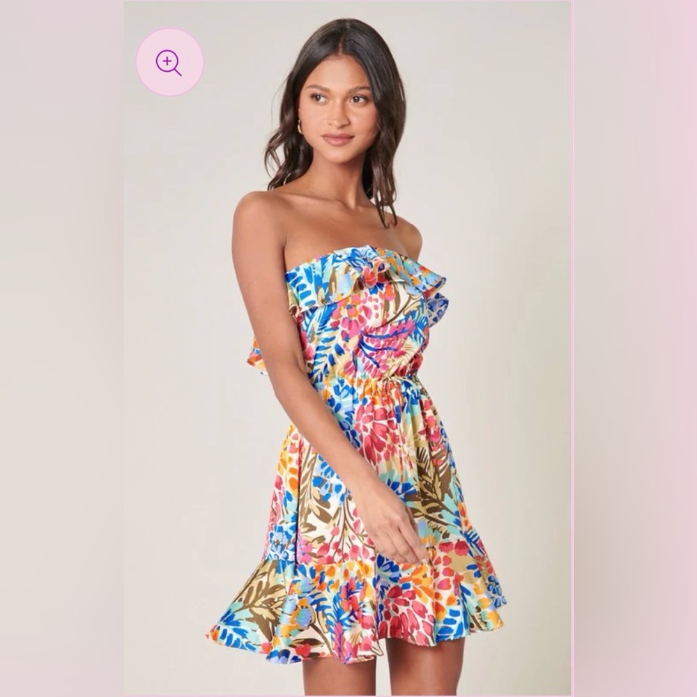 Pretty Satin Floral Strap or Strapless Dress Size XS #991